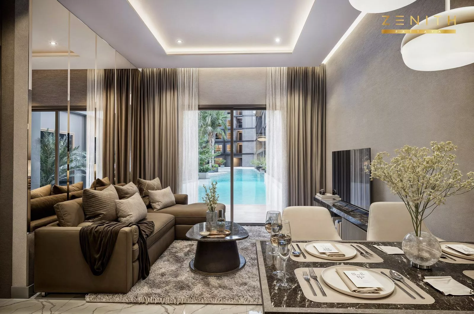 Interieur, 1-slaapkamer, Zenith Pattaya, Pratumnak, Pattaya — Sky Thai Property