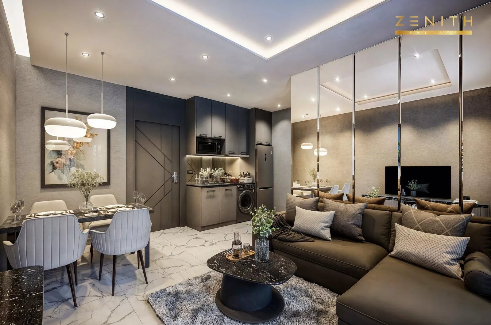 Interieur, 2-slaapkamer, Zenith Pattaya, Pratumnak, Pattaya — Sky Thai Property