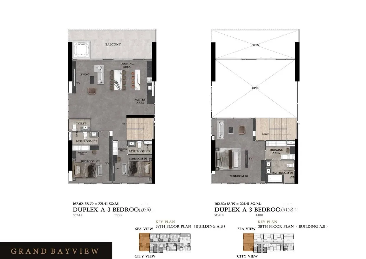 Interieur, Duplex / Penthouse, Grand Bay View, Pattaya City — Sky Thai Property